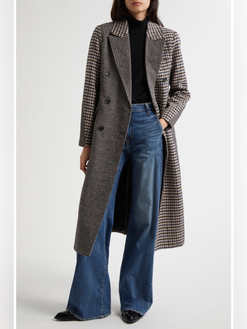 💙💙💙 Alec les Filles Colorblock Houndstooth Double Breasted Coat, size S